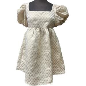 Jacquie The Label Milkmaid Babydoll Gold Metallic Milk Maid Dress Small Regency